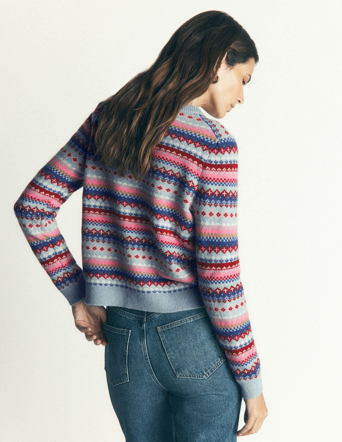 Edie Fair Isle Cardigan-Blue all over fair isle-3