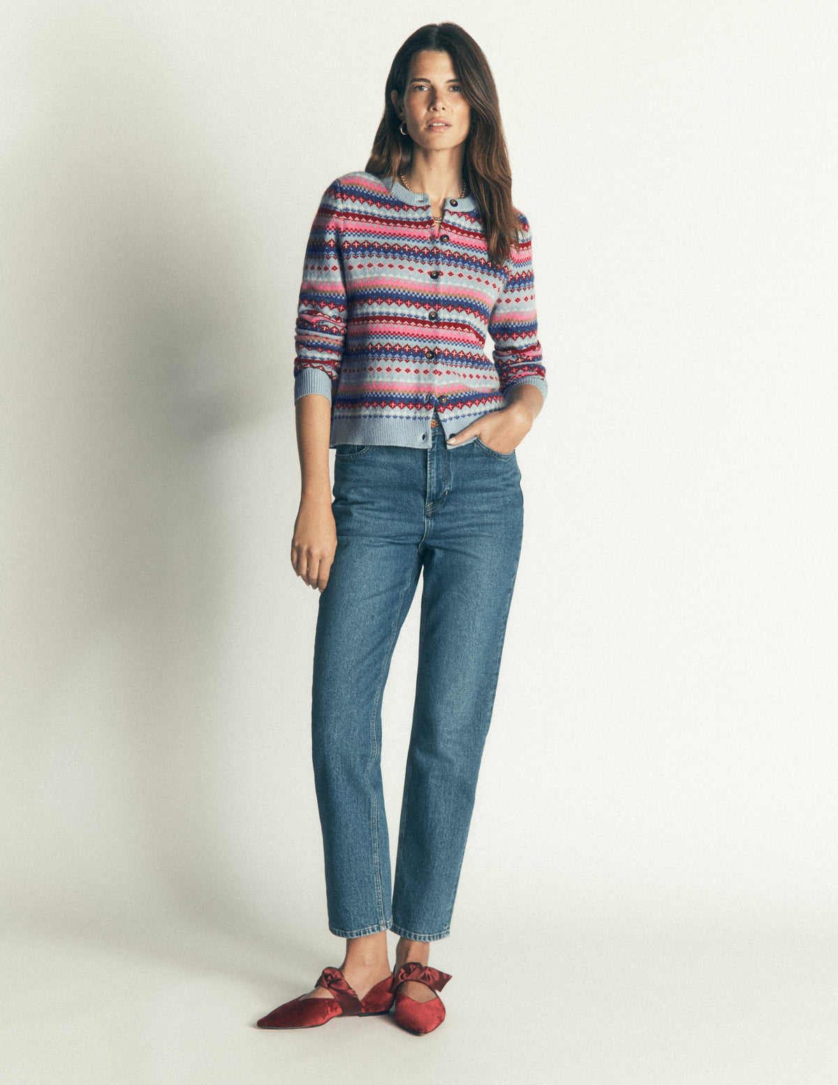 Edie Fair Isle Cardigan-Blue all over fair isle-4