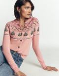 Cardigan Edie à motif jacquard-Motif jacquard rose