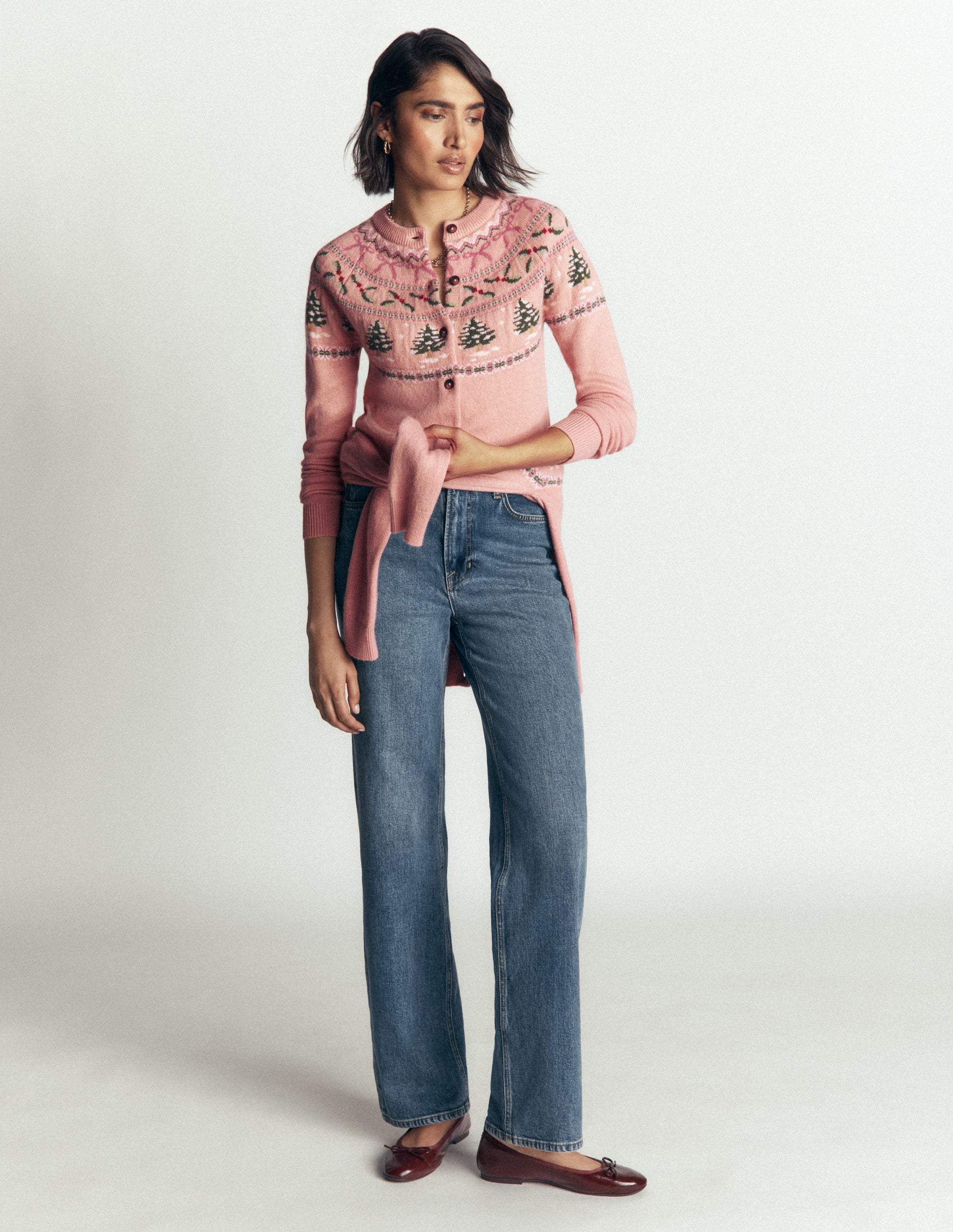 Cardigan Edie à motif jacquard-Motif jacquard rose-4