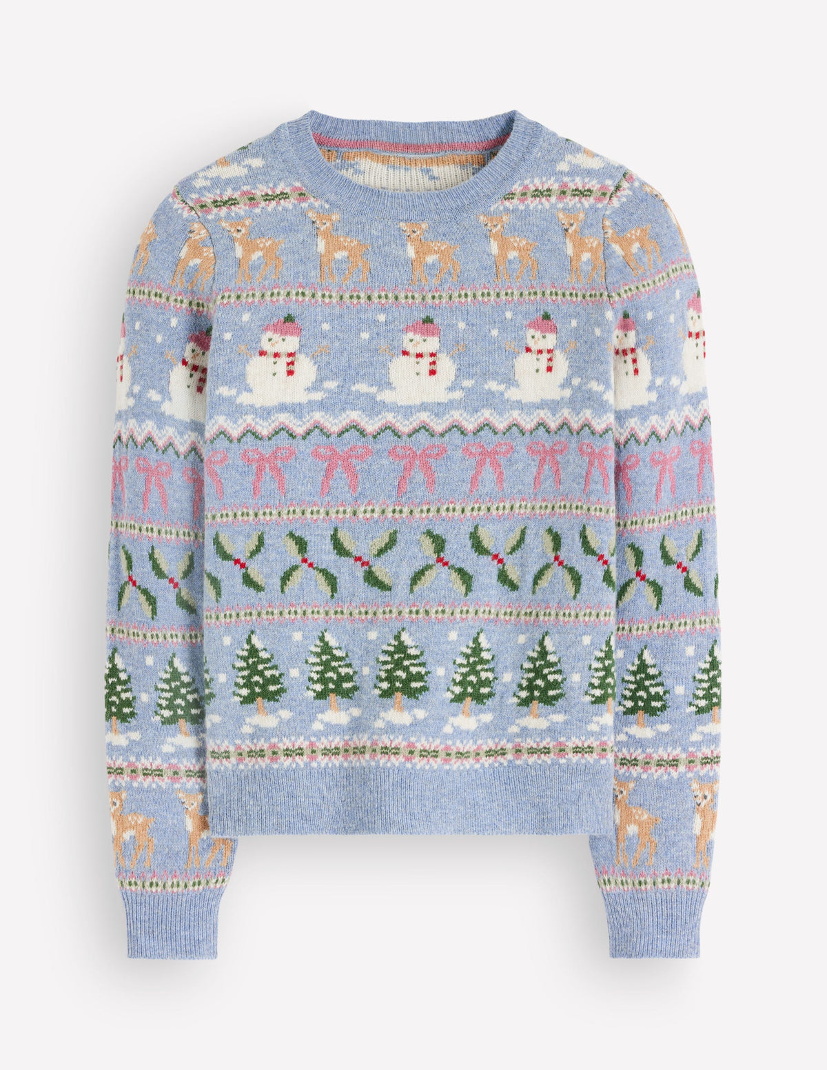 Edie Fair-Isle-Pullover-Blau Schneemann-Fair-Isle-5