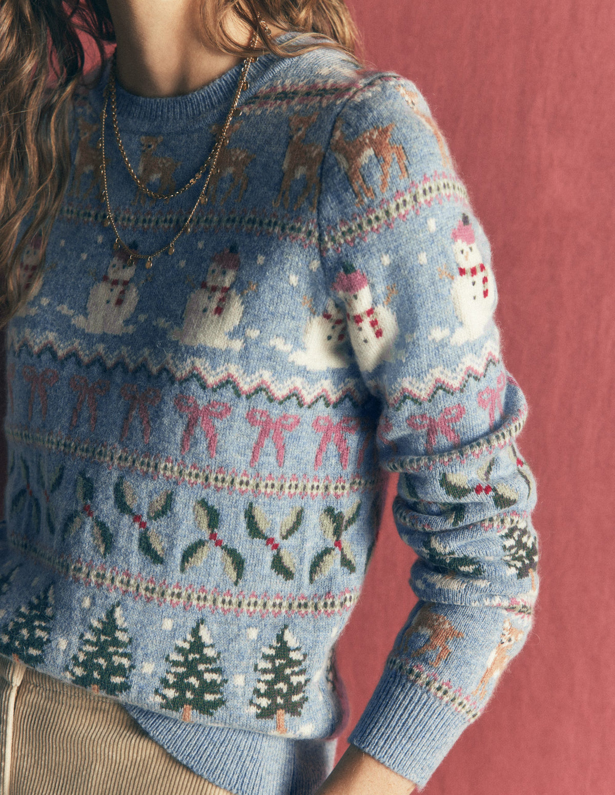 Edie Fair-Isle-Pullover-Blau Schneemann-Fair-Isle-2