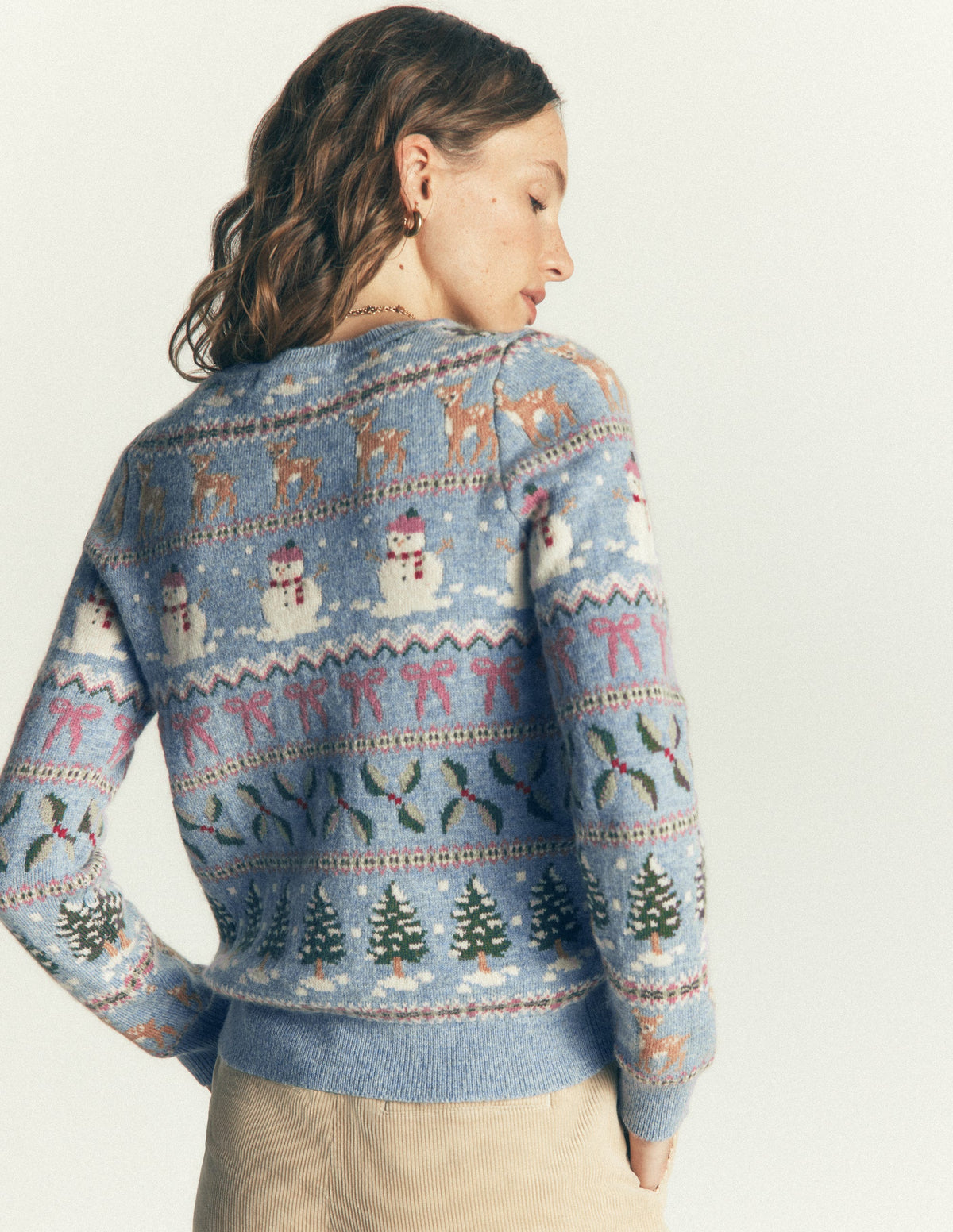 Edie Fair-Isle-Pullover-Blau Schneemann-Fair-Isle - Image 3
