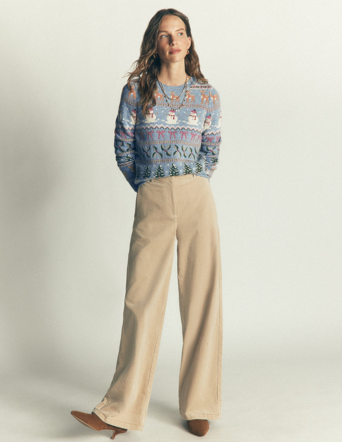Edie Fair-Isle-Pullover-Blau Schneemann-Fair-Isle-4