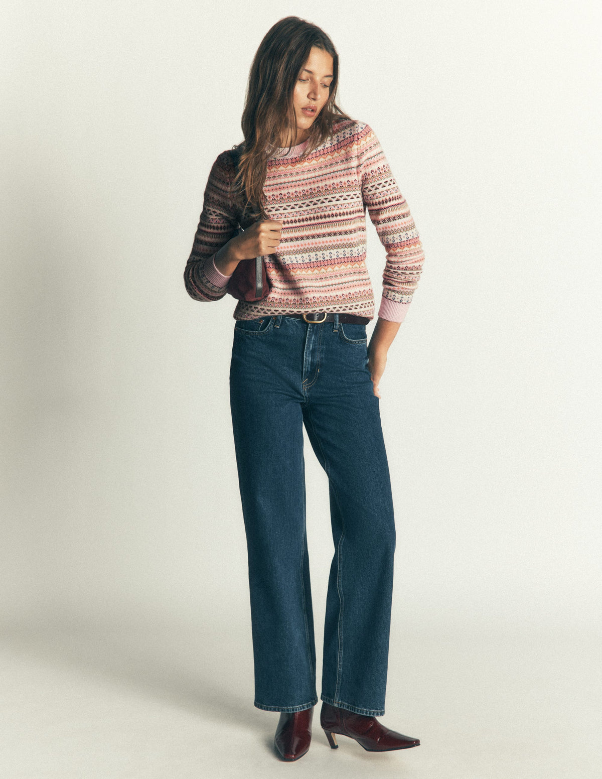 Edie Fair-Isle-Pullover-Rosa durchgehendes Fair-Isle-Muster - Image 6
