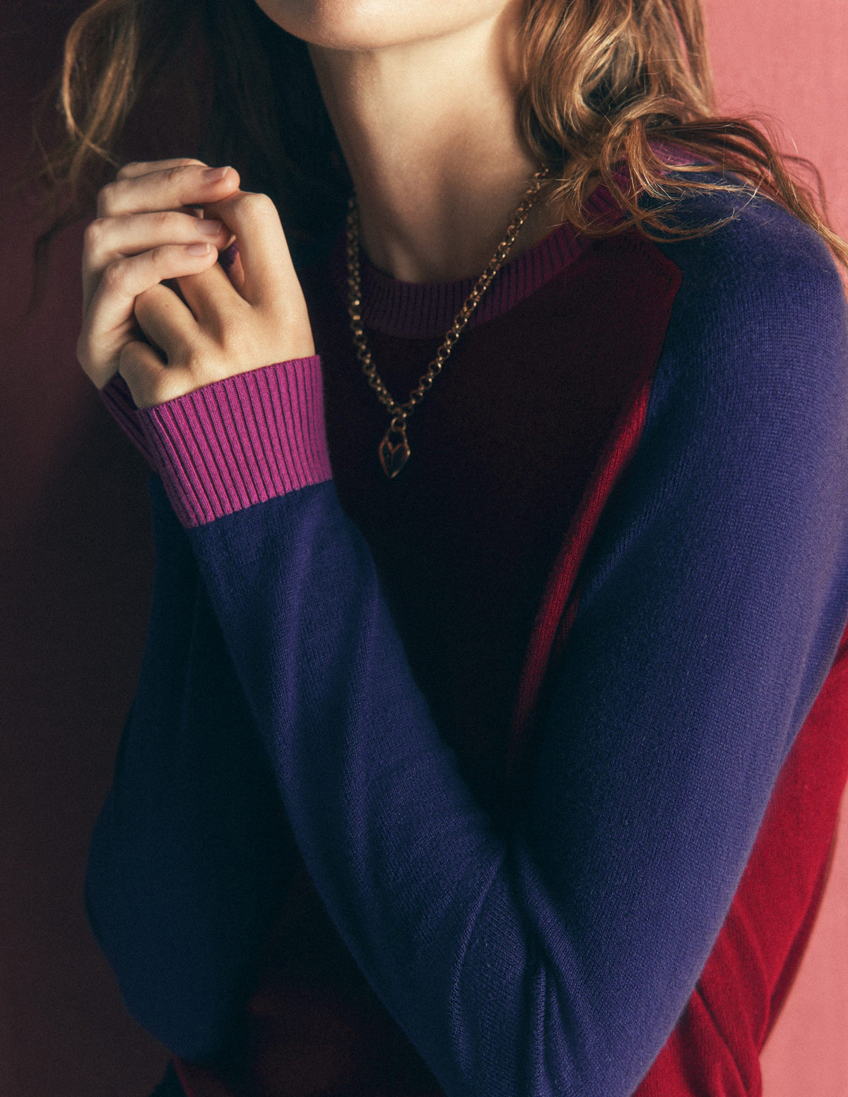 Meg Pullover mit Raglanärmeln-Merlot, Color Blocking-2