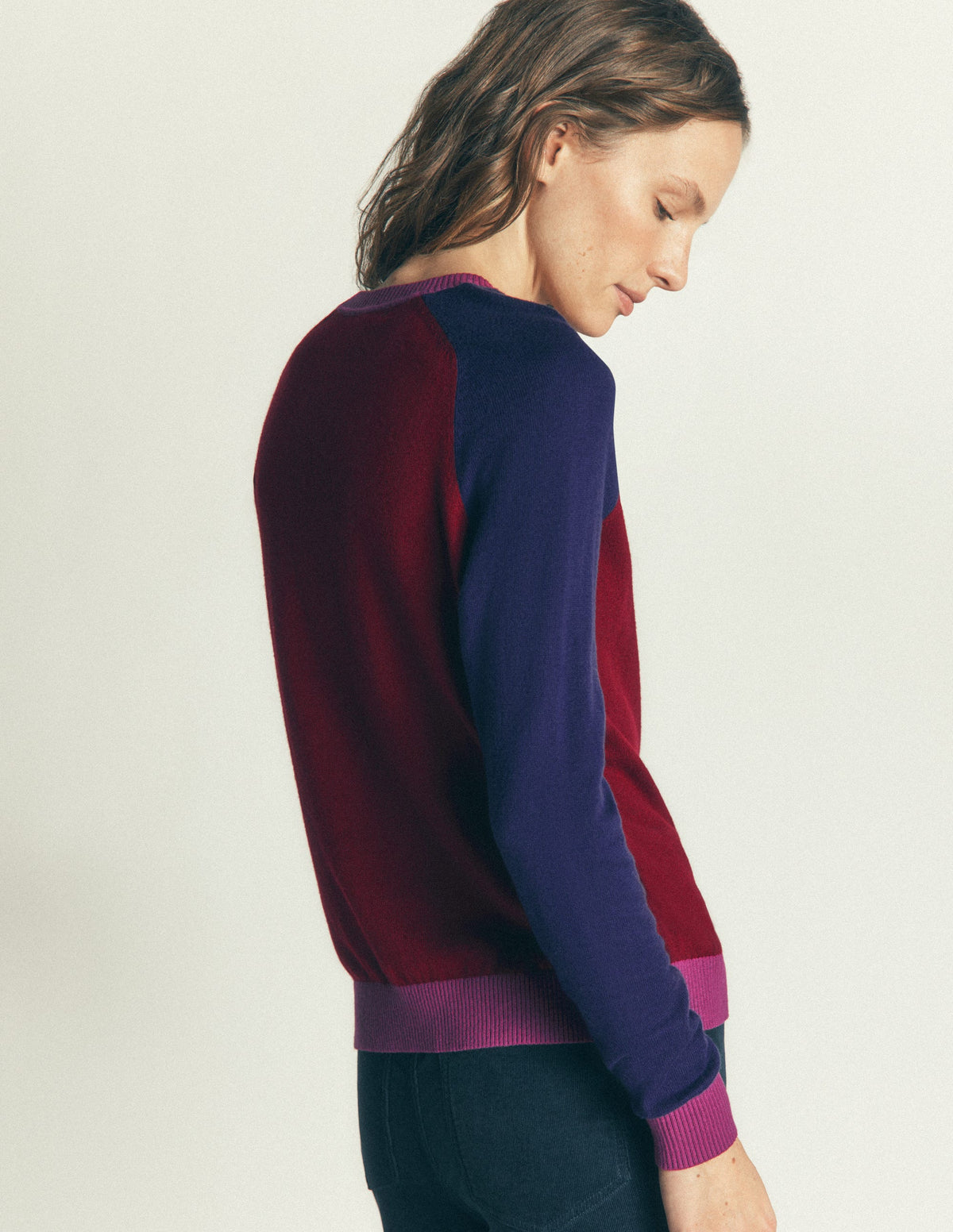 Meg Pullover mit Raglanärmeln-Merlot, Color Blocking-3