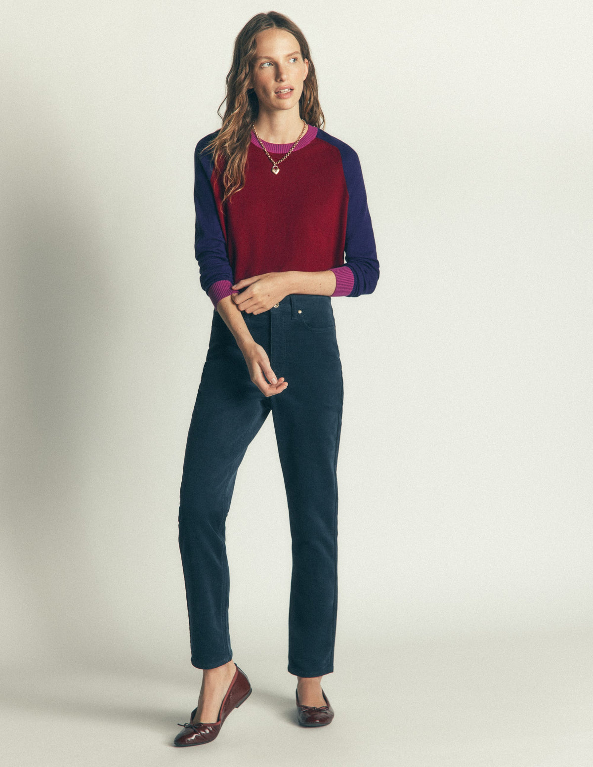 Meg Pullover mit Raglanärmeln-Merlot, Color Blocking - Image 4