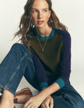 Meg Pullover mit Raglanärmeln-Waldlichtung, Color Blocking