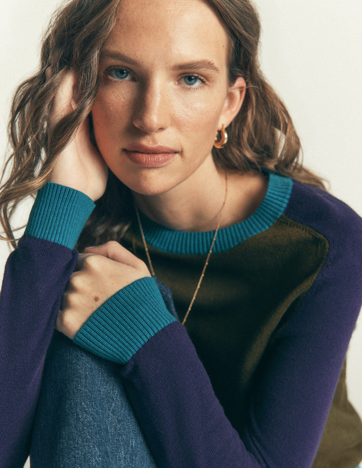 Meg Pullover mit Raglanärmeln-Waldlichtung, Color Blocking-2