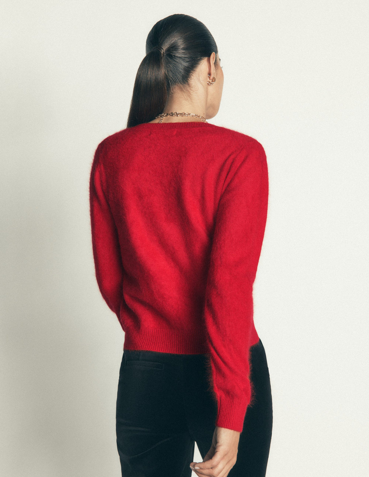 Kat Strickjacke aus gebürstetem Kaschmir-Mohnblumenrot - Image 3