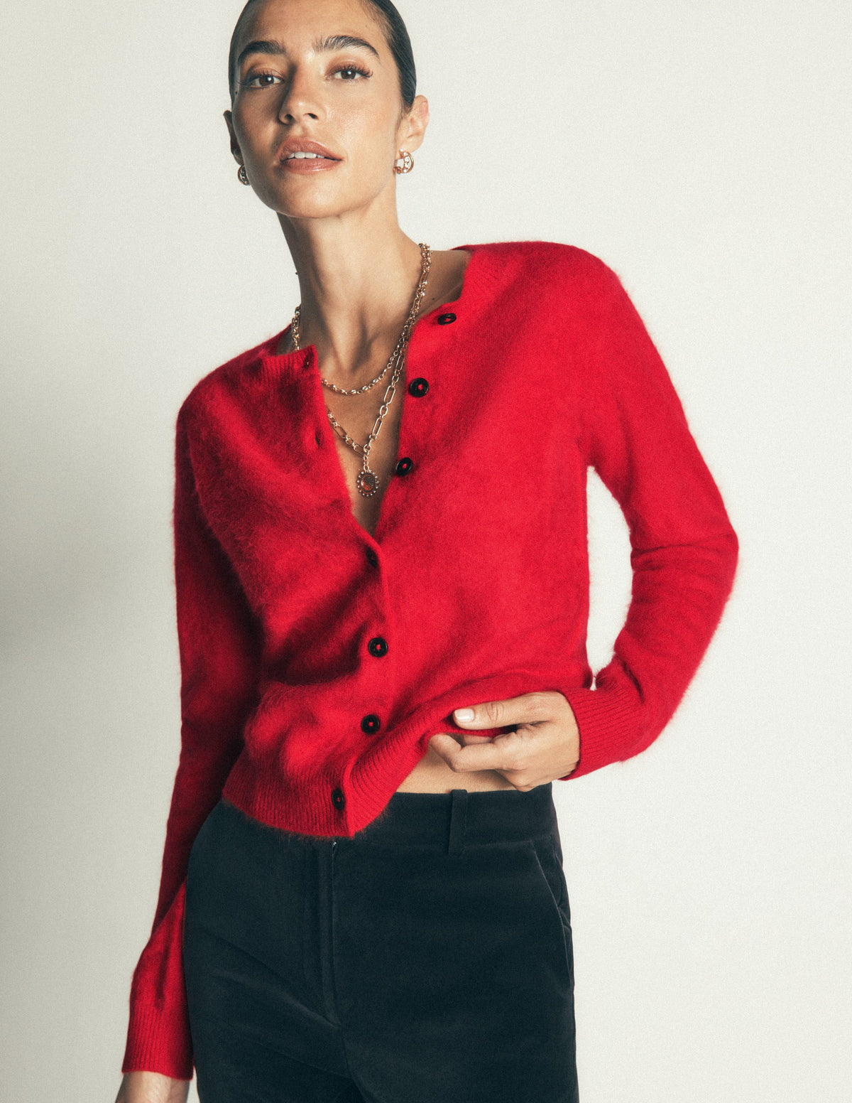 Kat Strickjacke aus gebürstetem Kaschmir-Mohnblumenrot - Image 4