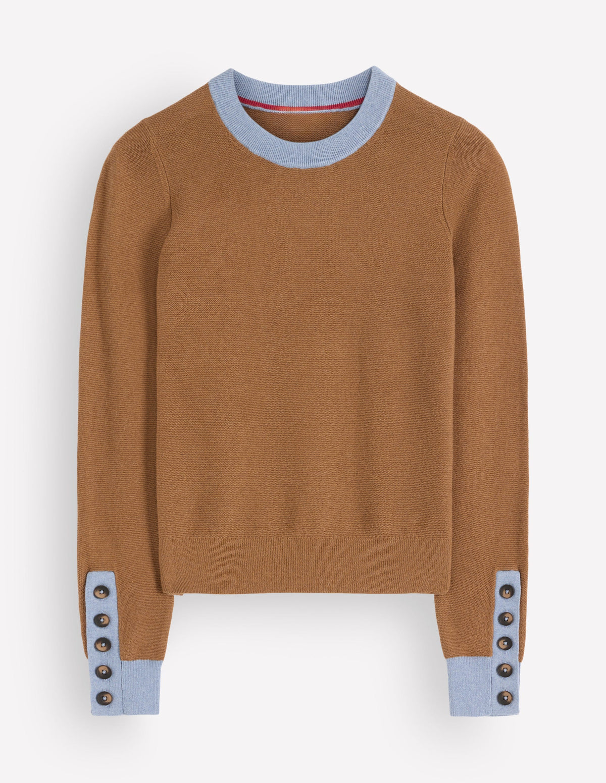 Grace Pullover in Blockfarben-Camel, Blau-5