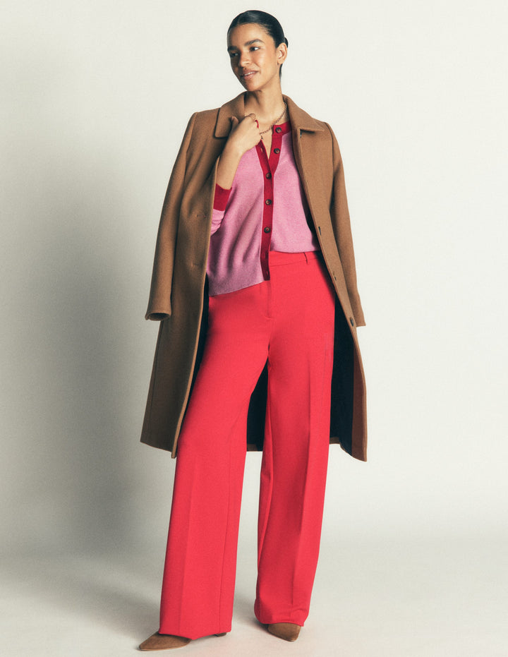 Grace Strickjacke in Blockfarben-Pfingstrosen-Rosa, Rot