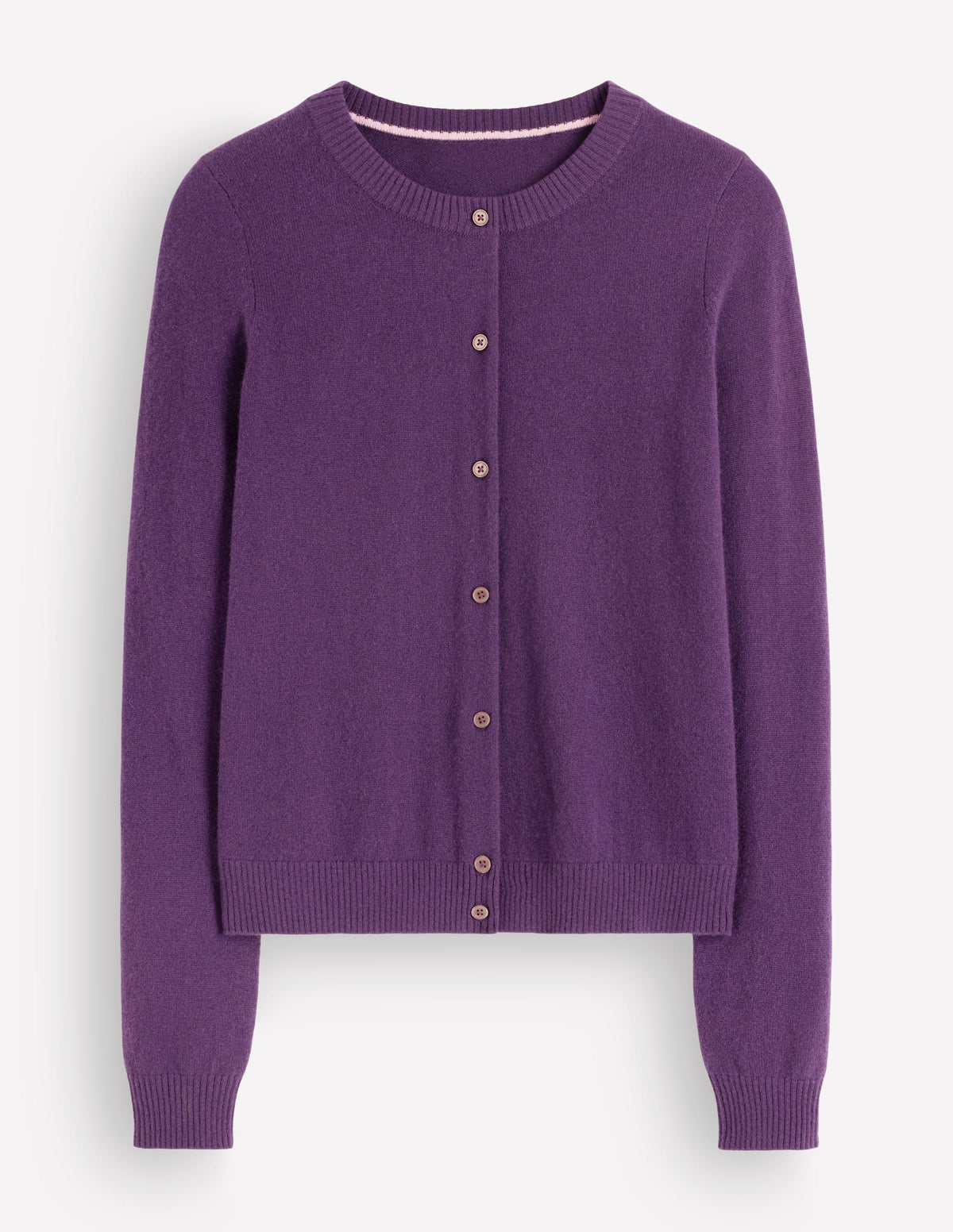 Elsie Kaschmir-Strickjacke mit Rundhalsausschnitt-Dunkle Traube - Image 5