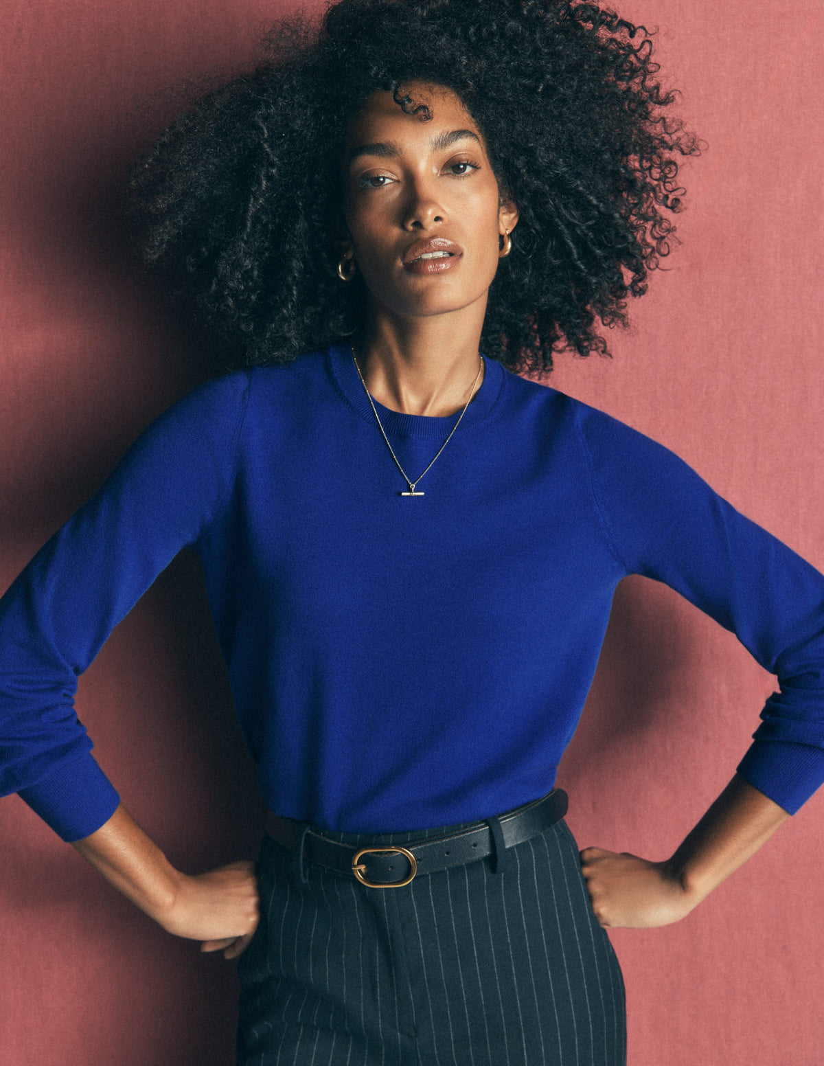 Camilla Cotton Crew Jumper-Bright Blue-1