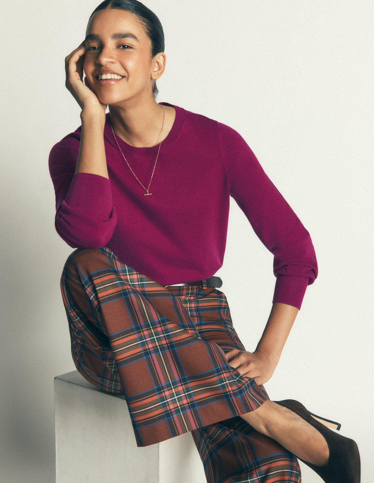 Camilla Baumwollpullover mit Rundhalsausschnitt-Zaubertrank-Violett - Image 1