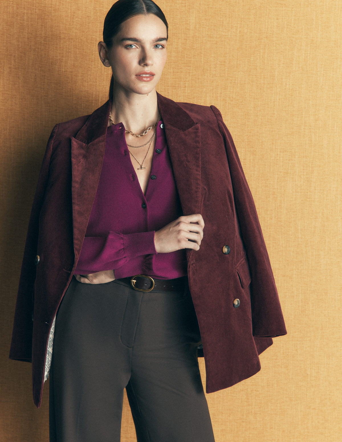 Camilla Baumwollstrickjacke mit Rundhalsausschnitt-Violett Zaubertrank-1