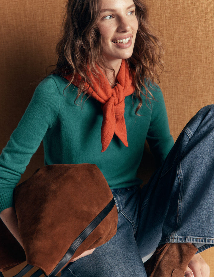 Elsie Cashmere Crew Jumper-Deep Sea Depths