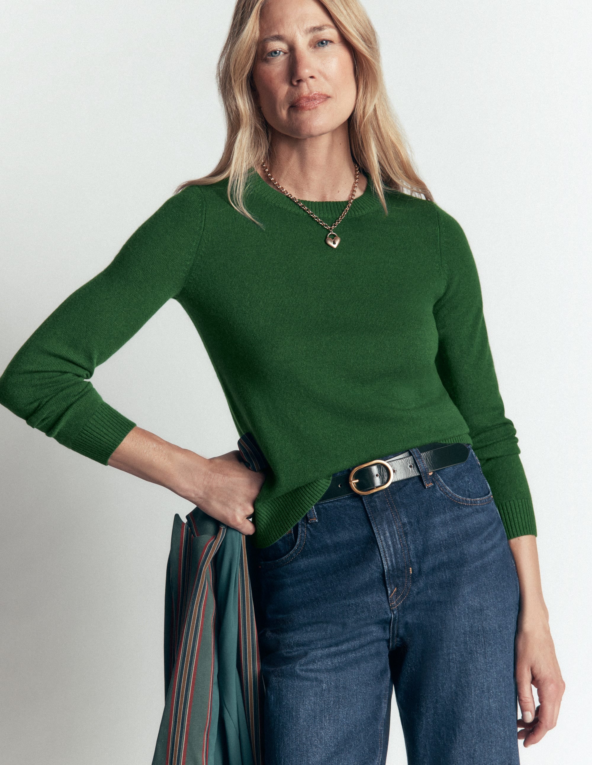 Elsie Kaschmirpullover mit Rundhalsausschnitt-Frisches Grün - Image 3
