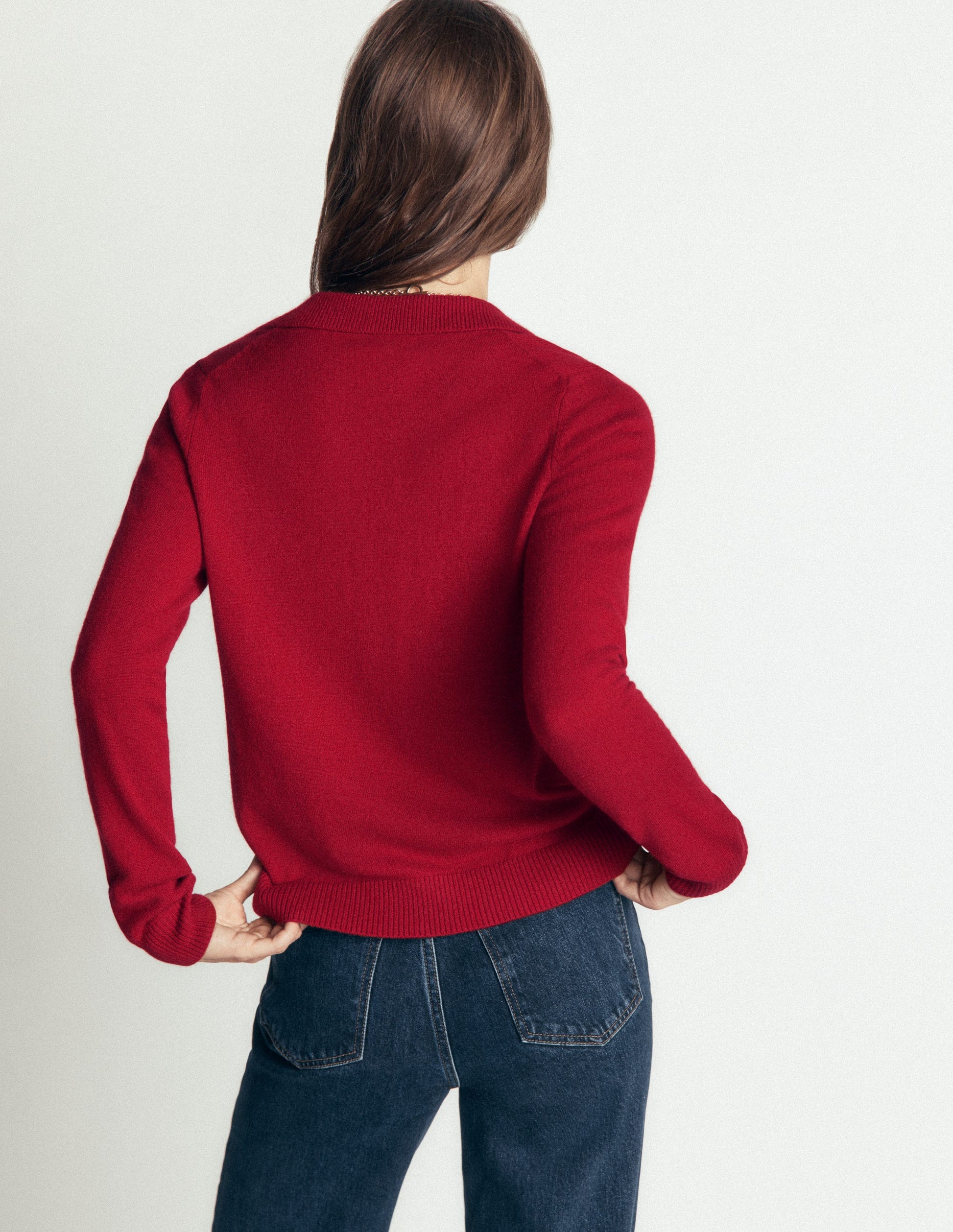 Elsie Henley-Pullover aus Kaschmir-Purpurrot-3
