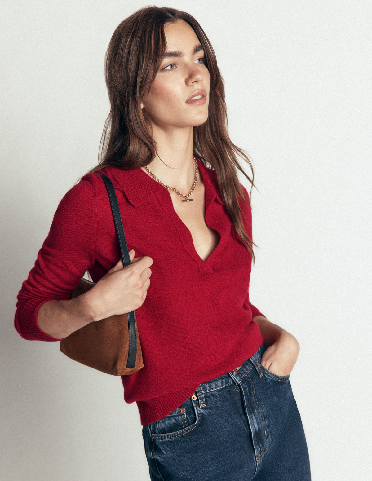 Elsie Henley-Pullover aus Kaschmir-Purpurrot-5