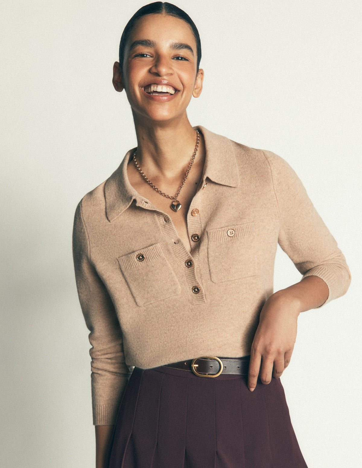 Marianne Pullover aus Merinowolle-Beige - Image 1