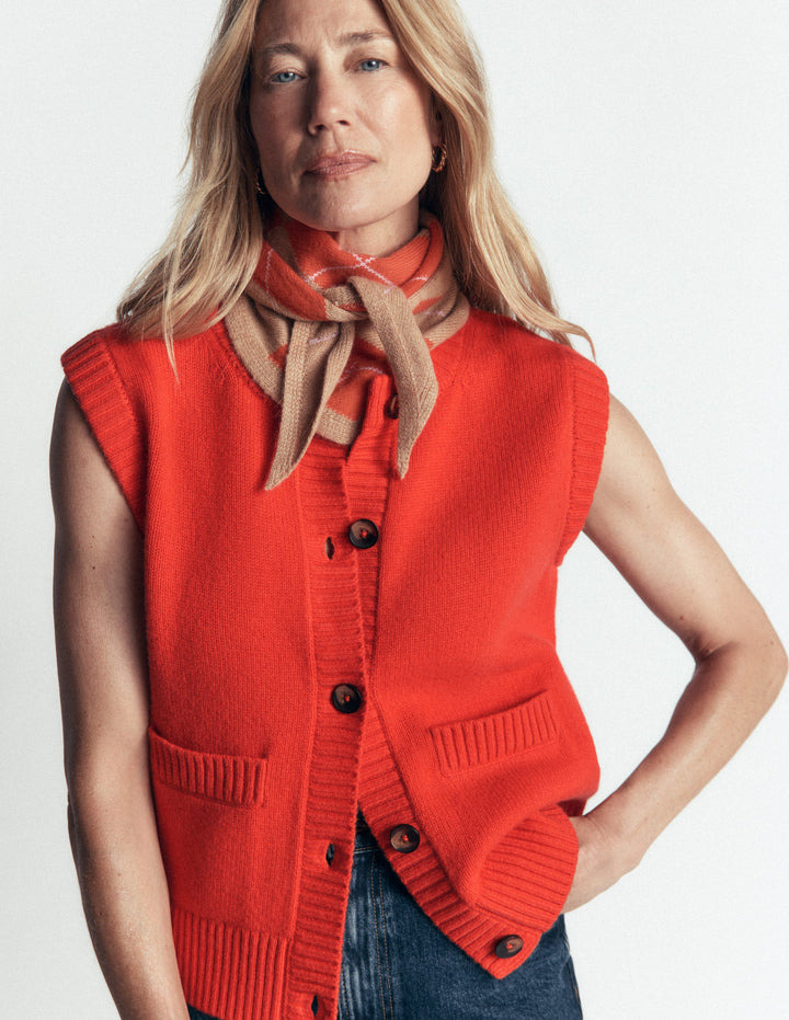 Marta Weste aus Merinowolle-Abendrot-Orange