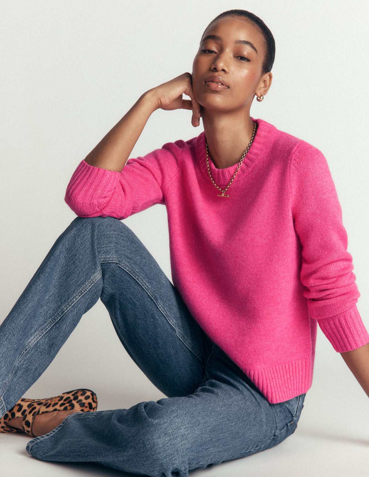 Marta Pullover aus Merinowolle mit Rundhalsausschnitt-Pink Power - Image 2
