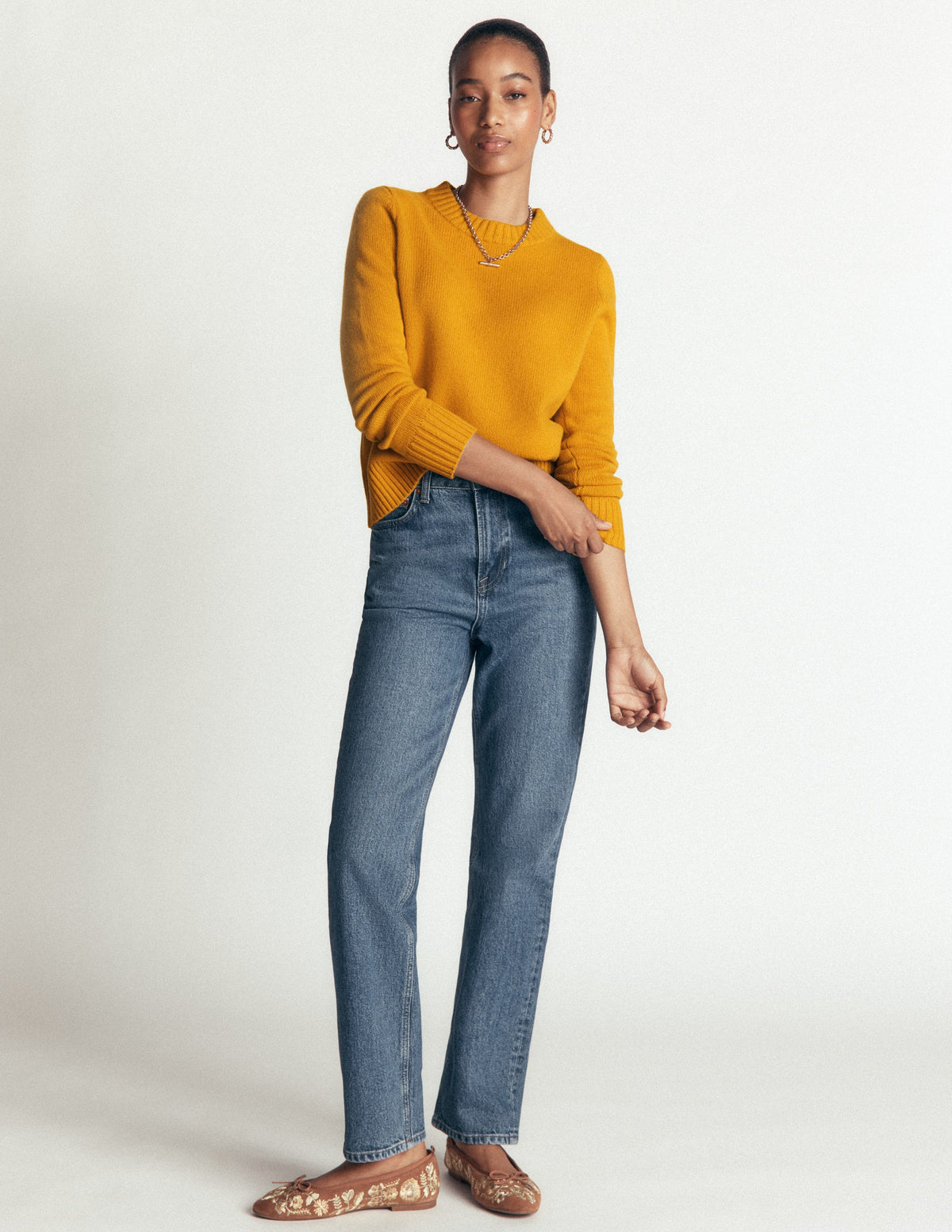 Marta Pullover aus Merinowolle mit Rundhalsausschnitt-Honiggelb - Image 5