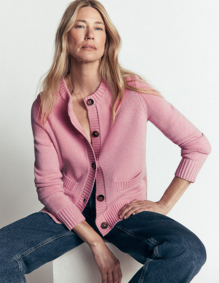 Marta Strickjacke aus Merinowolle-Orchideenrosa