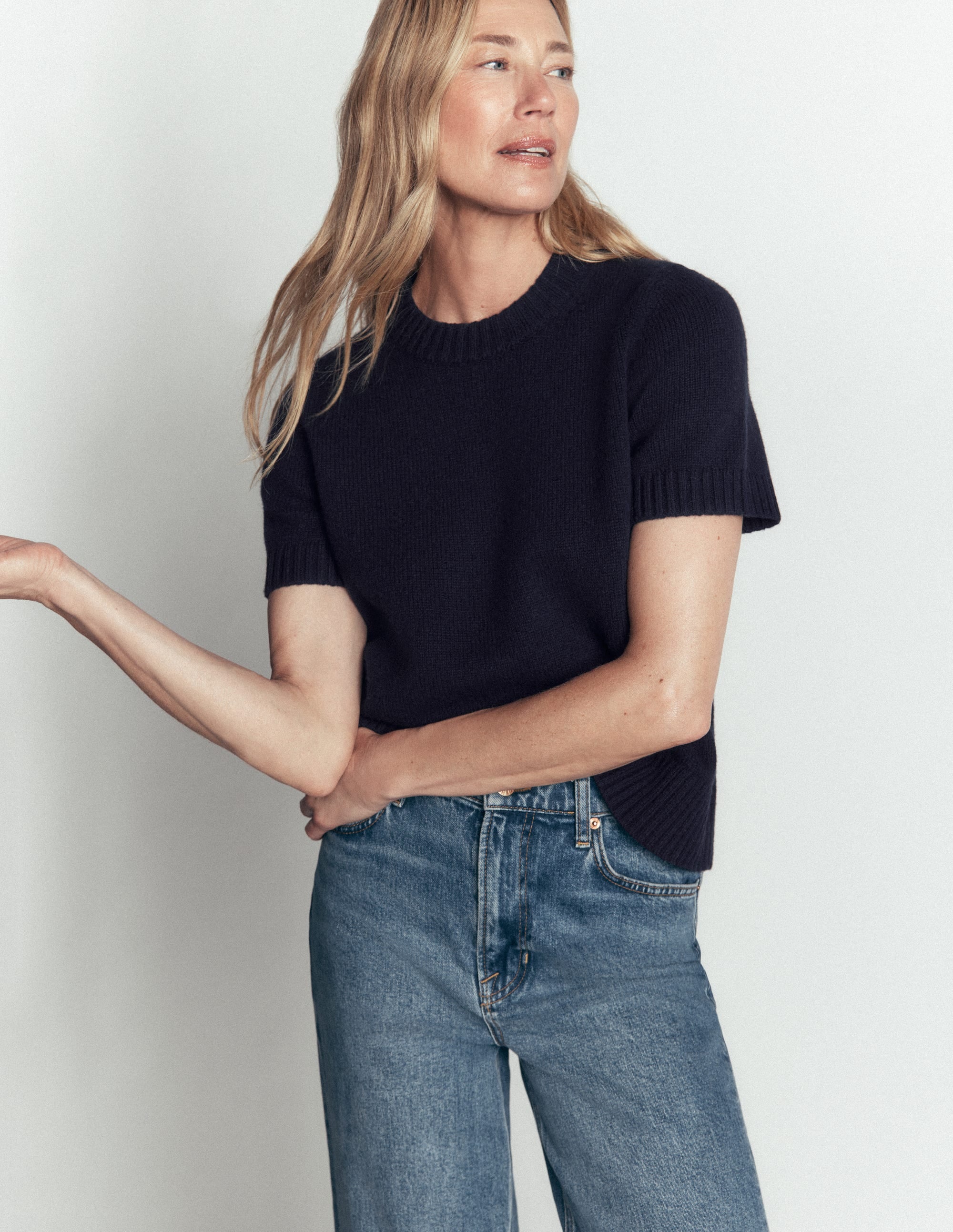 Marta T-Shirt aus Merinowolle-Marineblau - Image 4