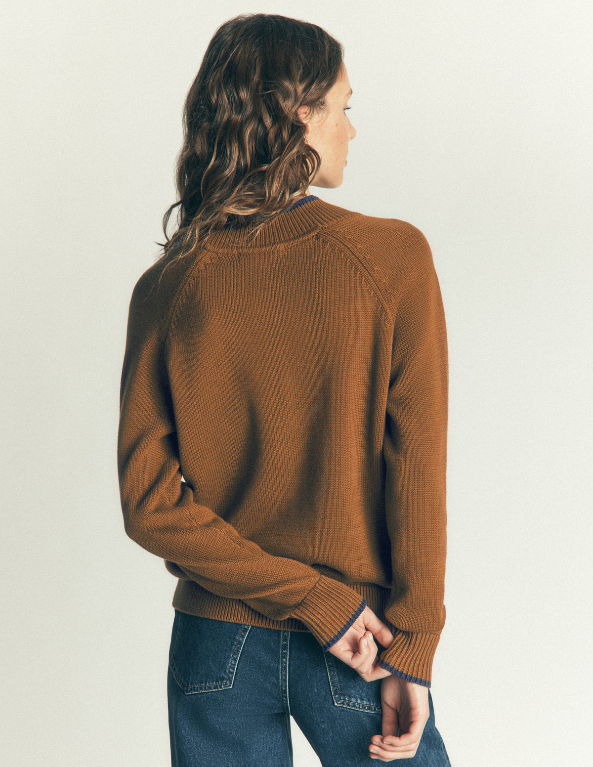 Lara Baumwollpullover mit Knopfleiste-Lebkuchen - Image 3