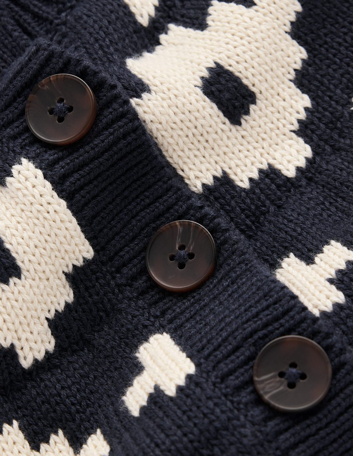 Pull à col boutonné Lara en coton-Gris chiné, motif jacquard-9