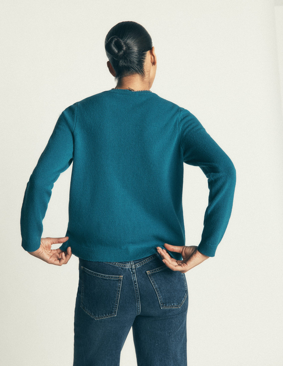 Marianne Strickjacke aus Merinowolle-Graublau-3