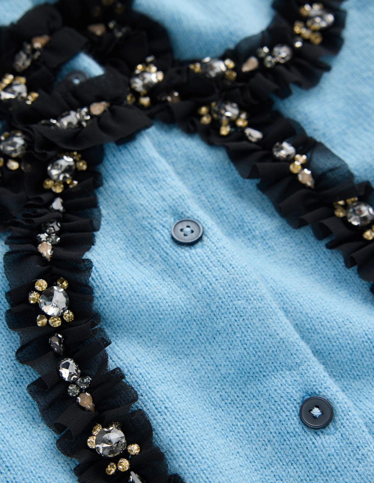 Ria Verzierte Strickjacke-Blau, Schleife-7