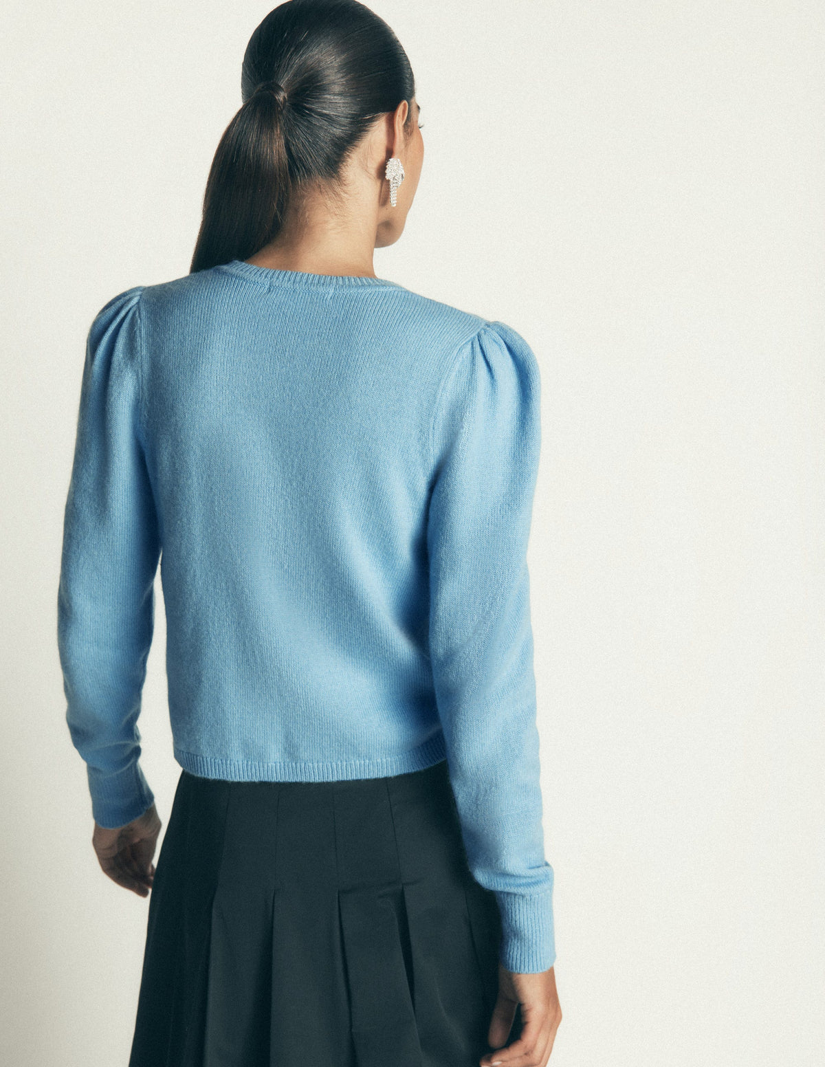Ria Verzierte Strickjacke-Blau, Schleife-4