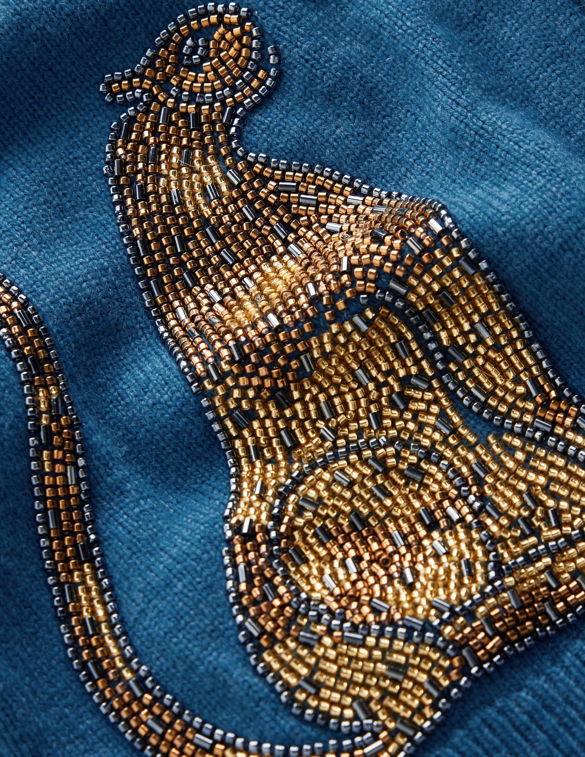 Ria Verzierte Strickjacke-Blau, Palme - Image 9