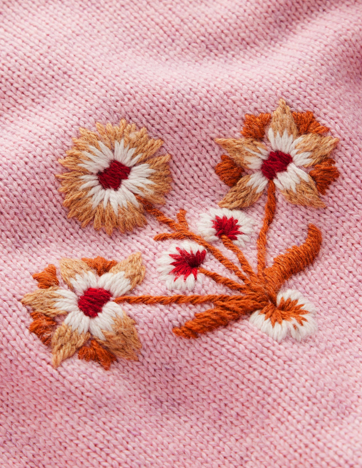 Ella Bestickter Strickpullover-Frühlingsblütenrosa, Blumenmuster-6