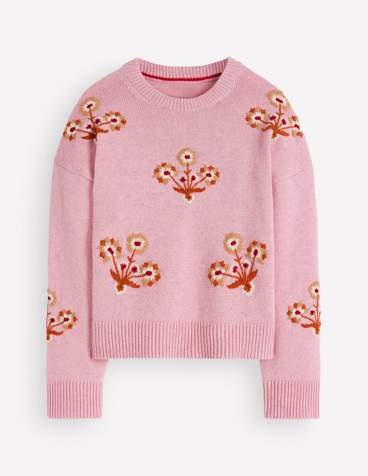 Ella Bestickter Strickpullover-Frühlingsblütenrosa, Blumenmuster-5