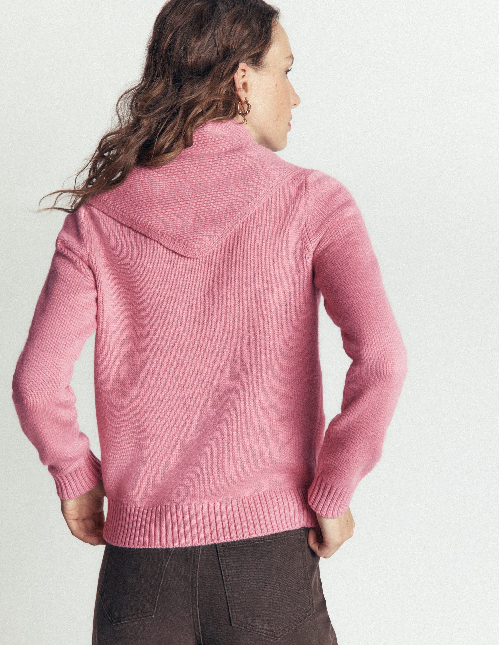 Lydia Strickjacke mit Bindeschleife am Ausschnitt-Heiderose Melange-3