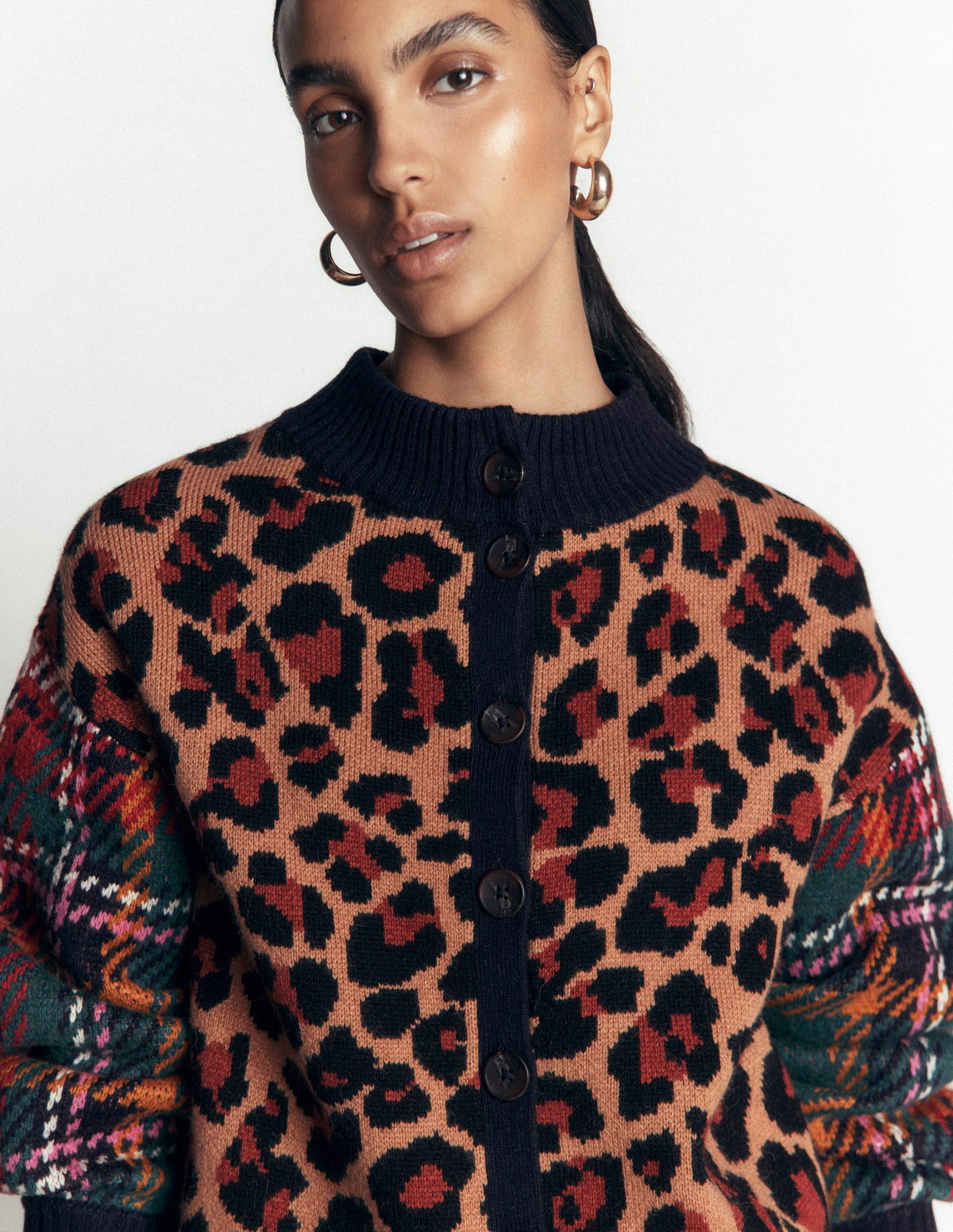 Jemma Jacquard-Strickjacke-Leopardenmuster Kuddelmuddel - Image 2