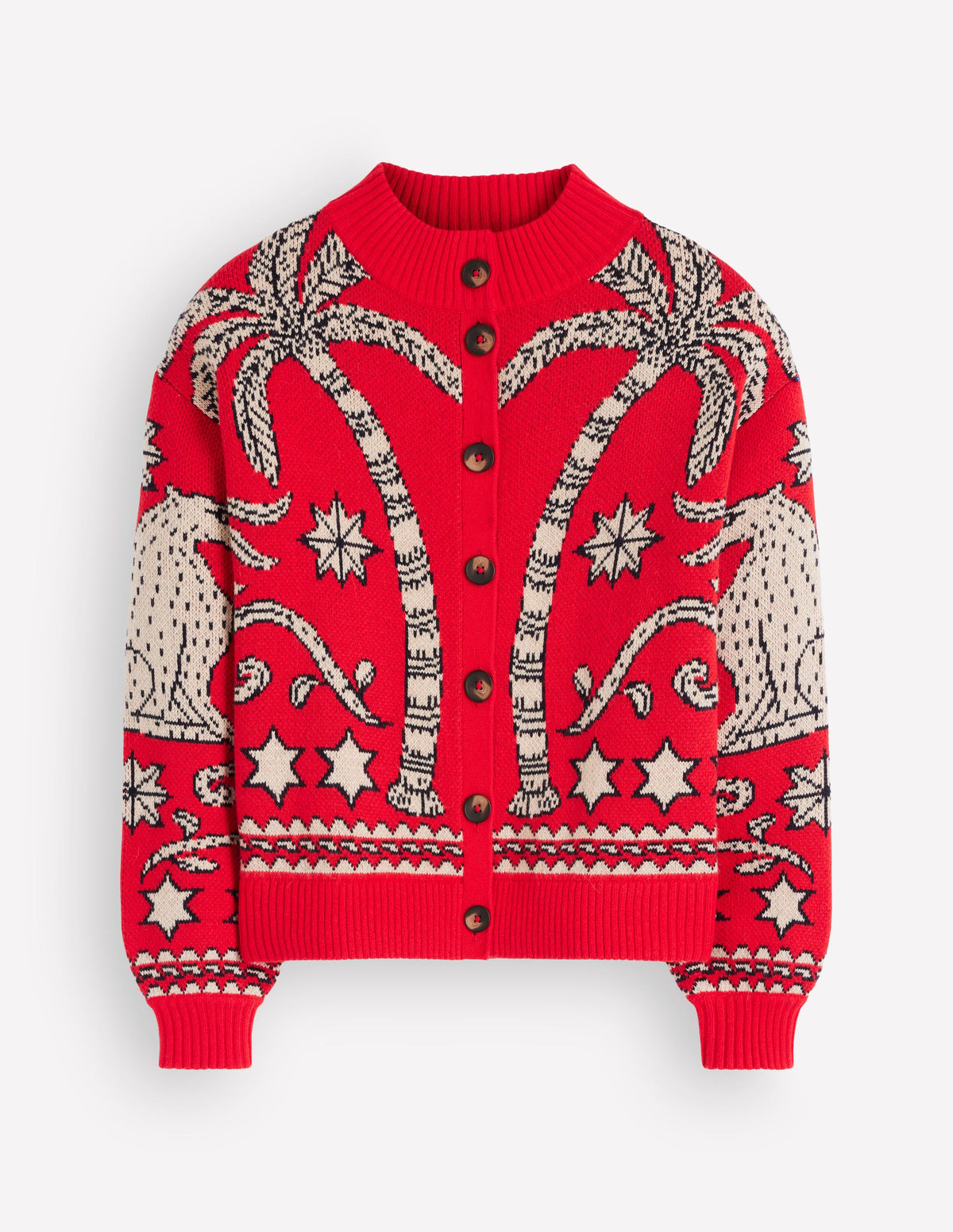 Jemma Jacquard-Strickjacke-Merida Rot Palmenbaum - Image 7