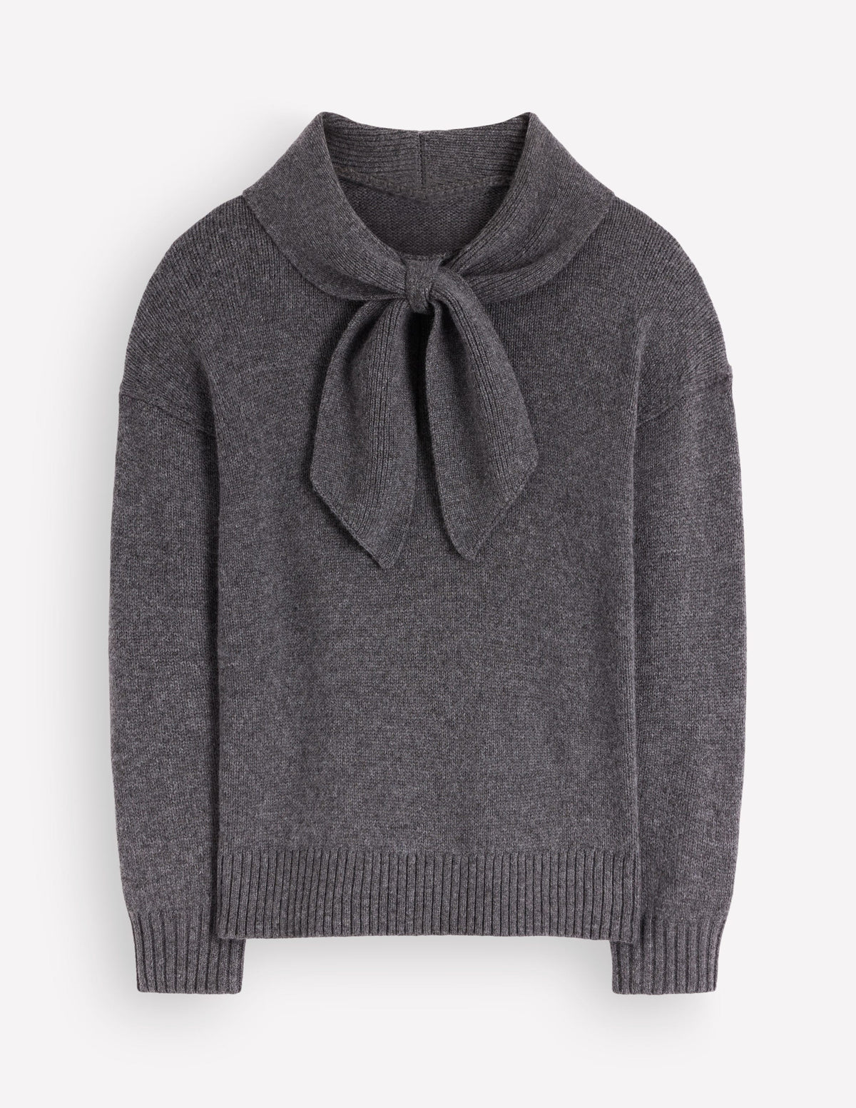 Pull Lydia en maille avec liens à l’encolure-Anthracite chiné-6