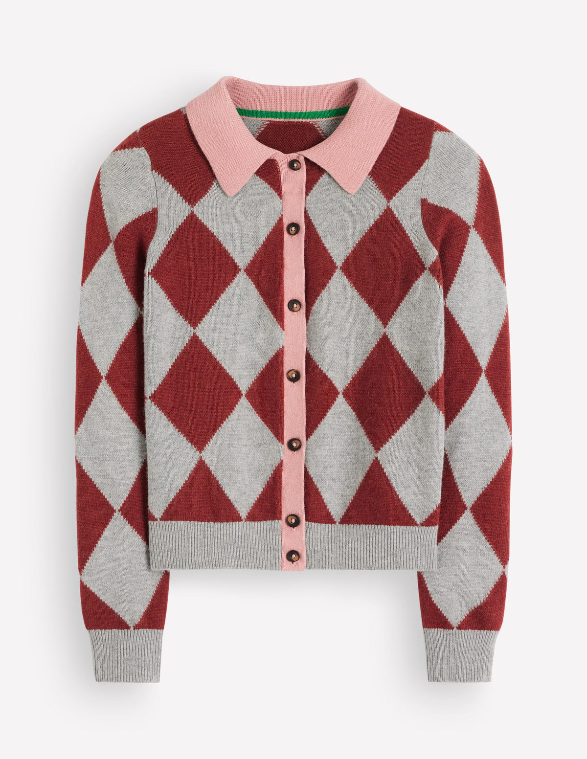 Ariadne Strickjacke aus Alpaka-Mischung-Braun Argyle - Image 6