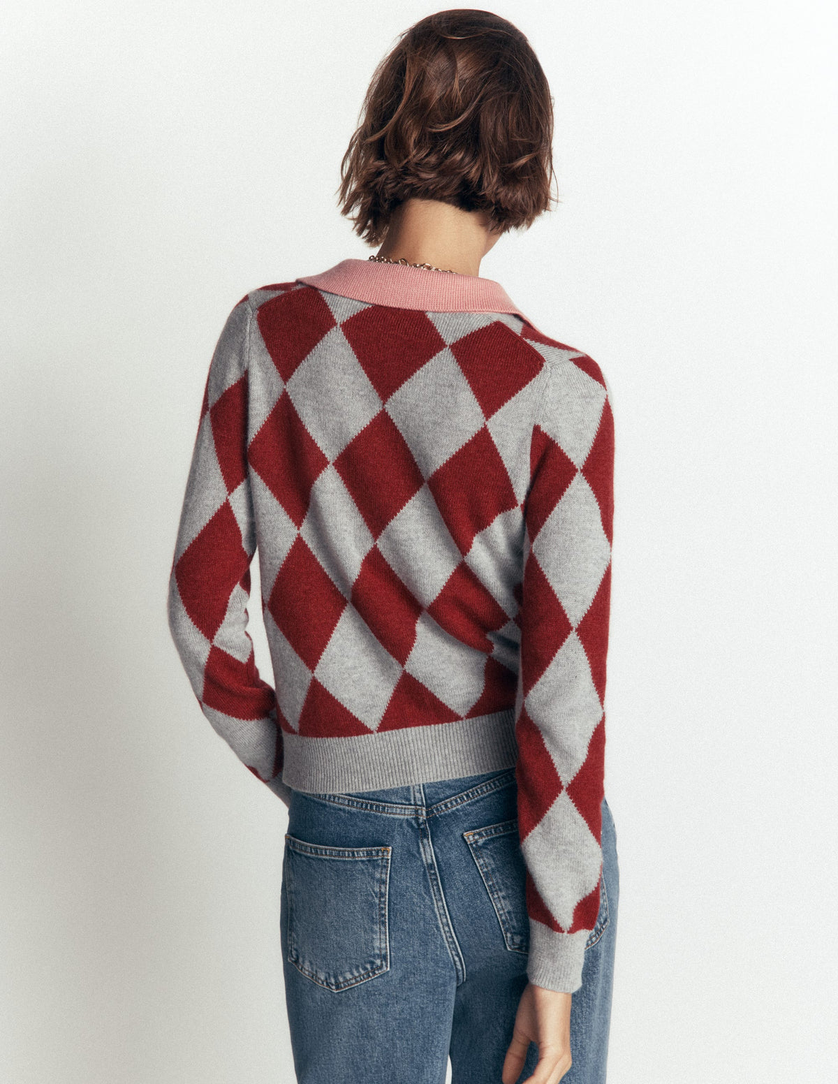 Ariadne Strickjacke aus Alpaka-Mischung-Braun Argyle-5