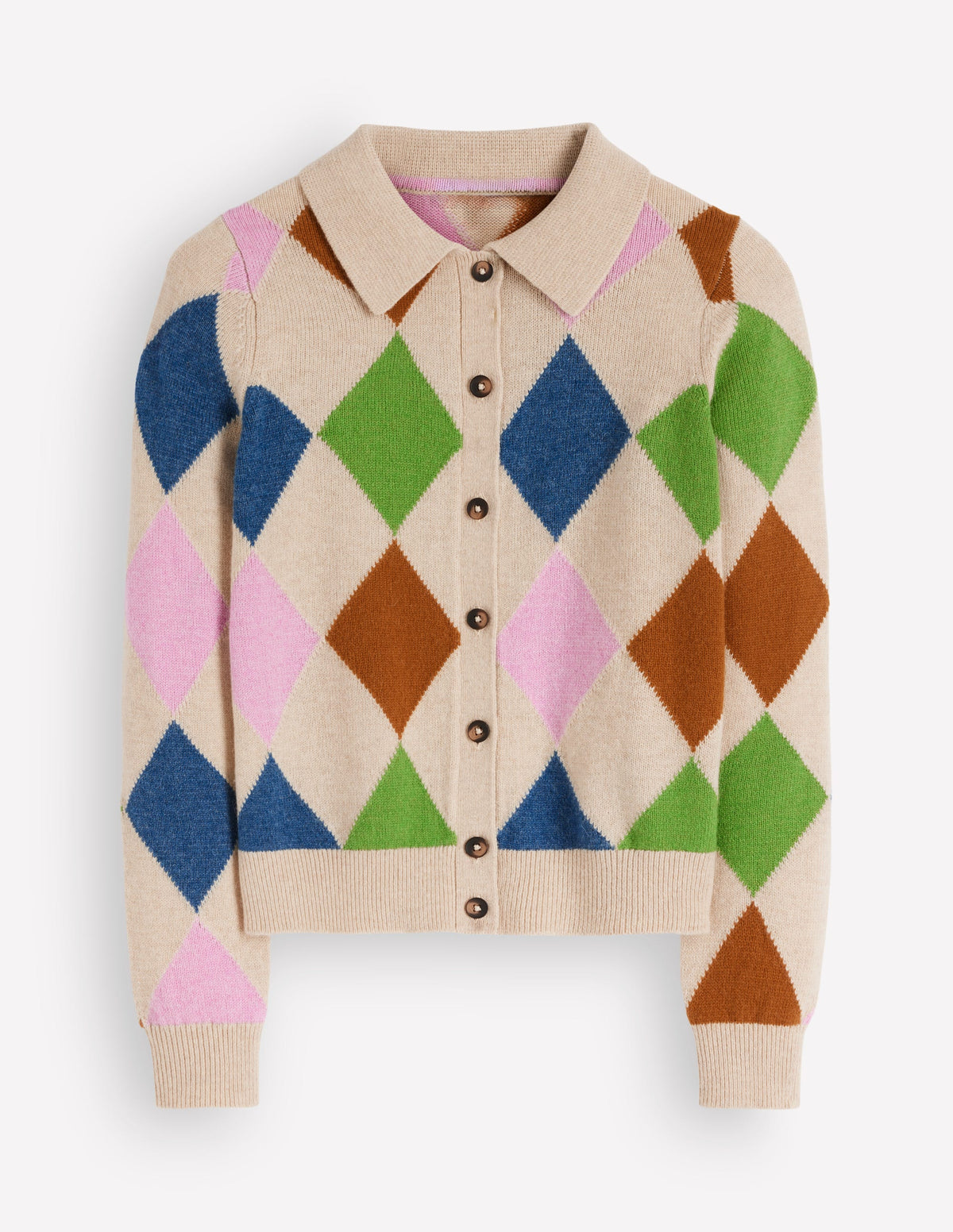 Ariadne Strickjacke aus Alpaka-Mischung-Haferbeige Meliert, Bunt Argyle-5