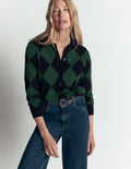 Ariadne Strickjacke aus Alpaka-Mischung-Marineblau Argyle