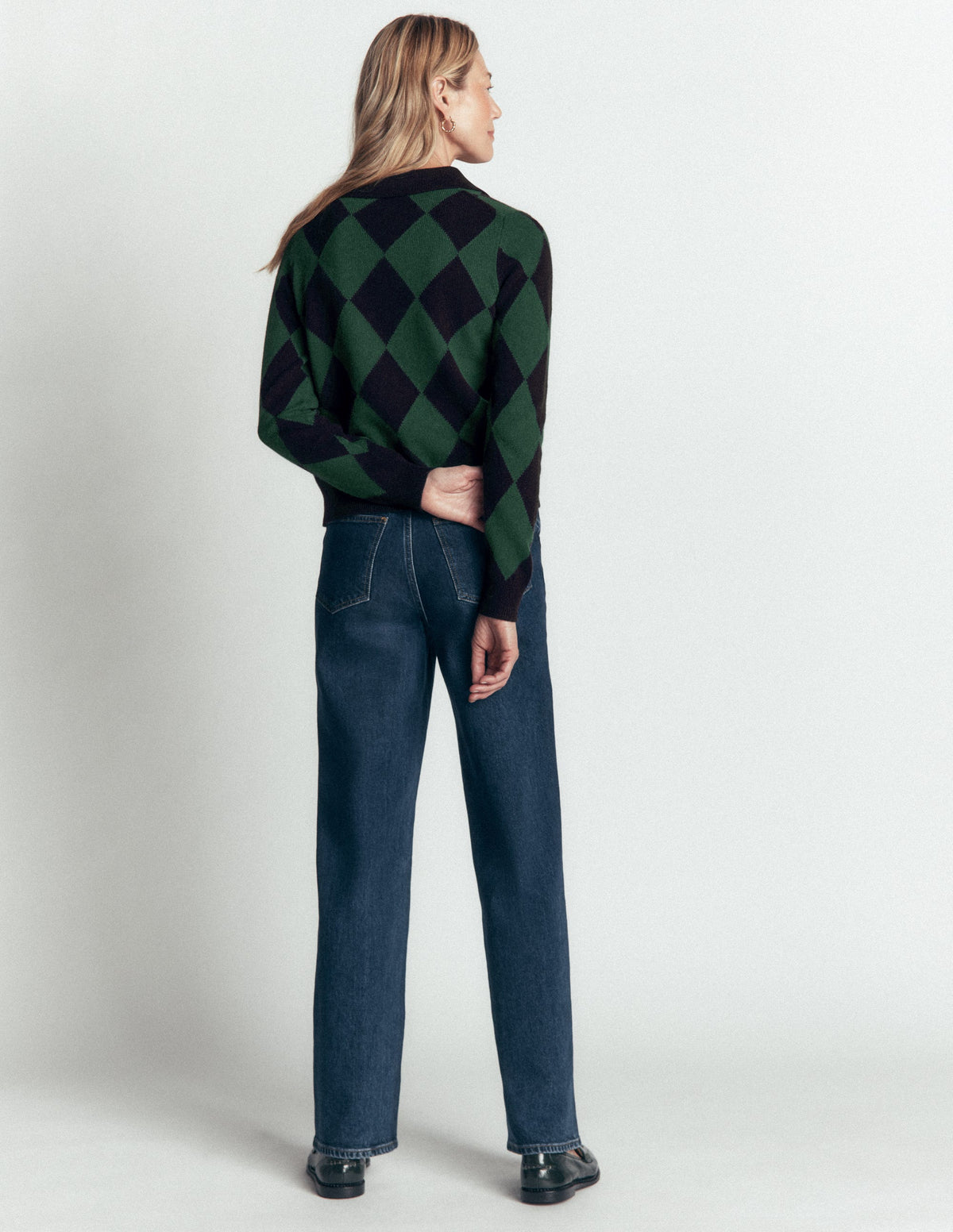 Ariadne Strickjacke aus Alpaka-Mischung-Marineblau Argyle-3