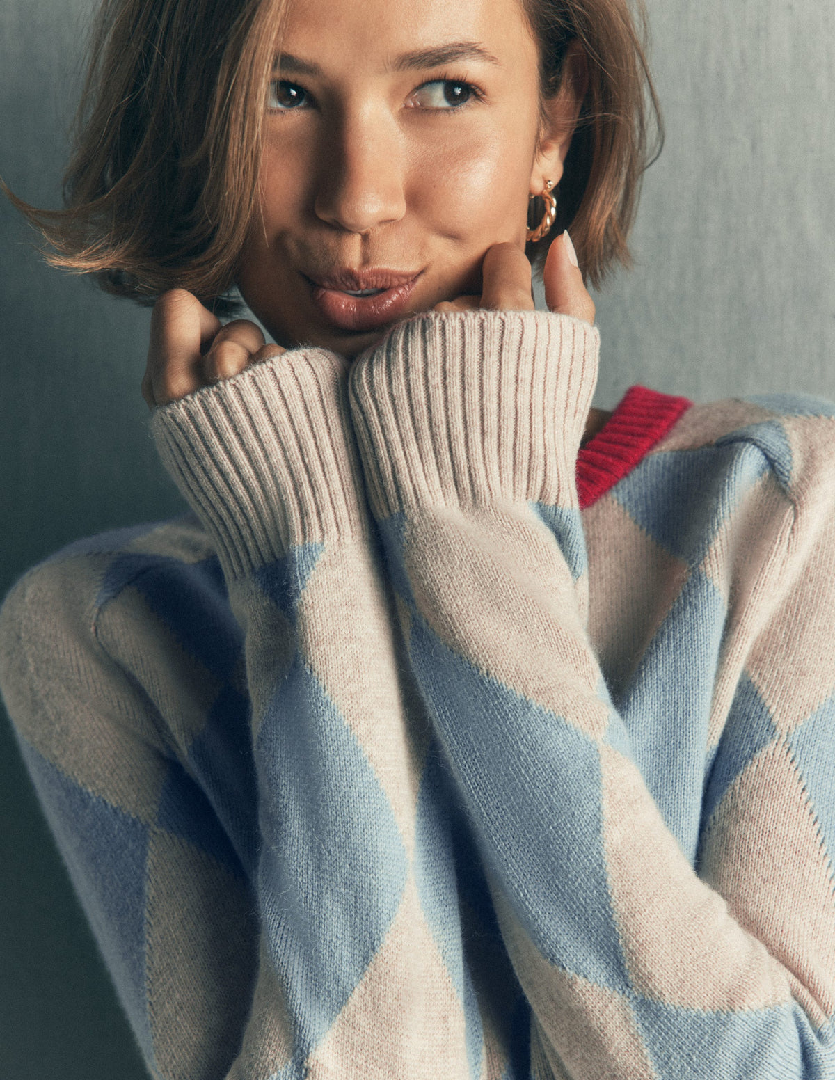 Ariadne Pullover aus Alpaka-Mischung-Blau Argyle-3